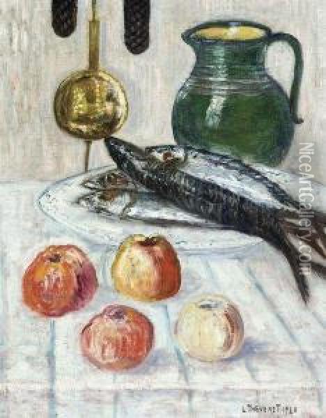 Pommes Et Maquereaux Oil Painting - Louis Thevenet