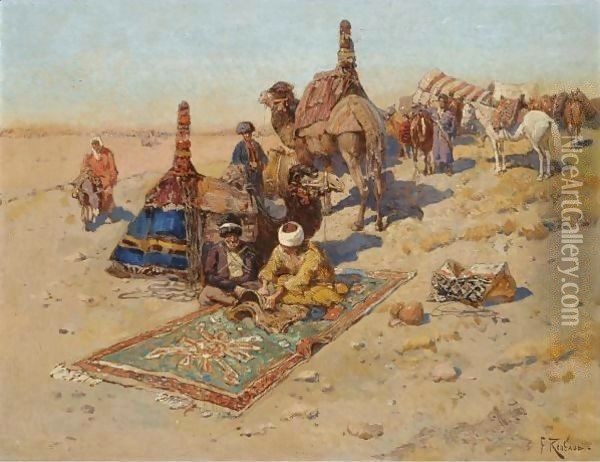Caucasian Scene Oil Painting - Franz Roubaud