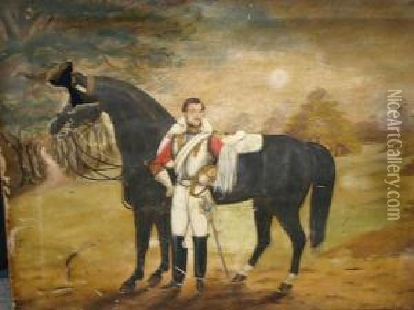 Army Officer And His Mount At Windsor Oil Painting - Samuel Spode