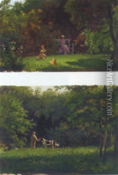 Im Sommerlichen Garten Oil Painting - Julius von Blaas