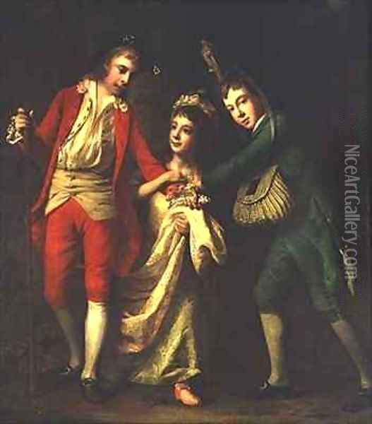 James John and Henrietta Maria children of Sir Henry Erskine of Alva Oil Painting - Sir Nathaniel Dance-Holland