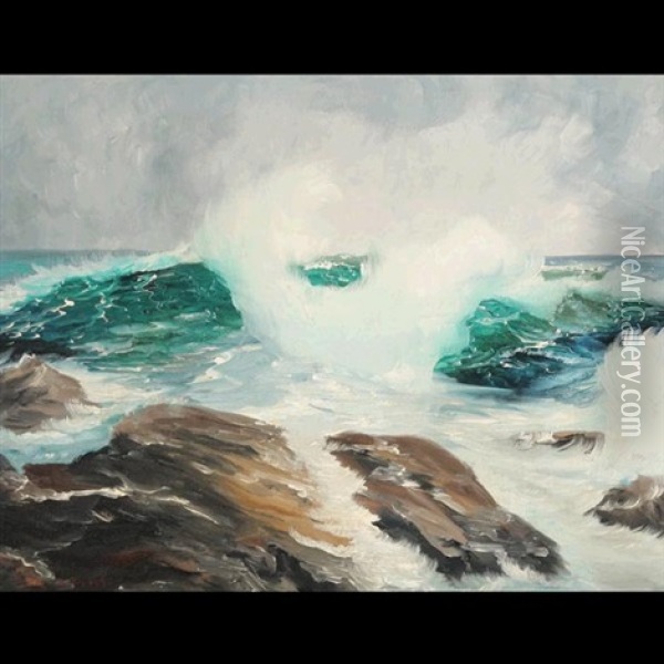 Crashing Waves, Pacific Oil Painting - Franz Arthur Bischoff