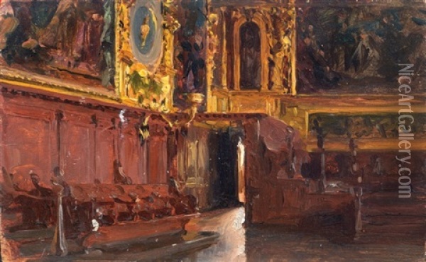 Interno Di Chiesa Oil Painting - Federico Andreotti