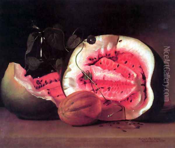 Melons and Morning Glories 1813 Oil Painting - Raphaelle Peale