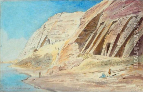 Abou Simbel Oil Painting - Edward Lear