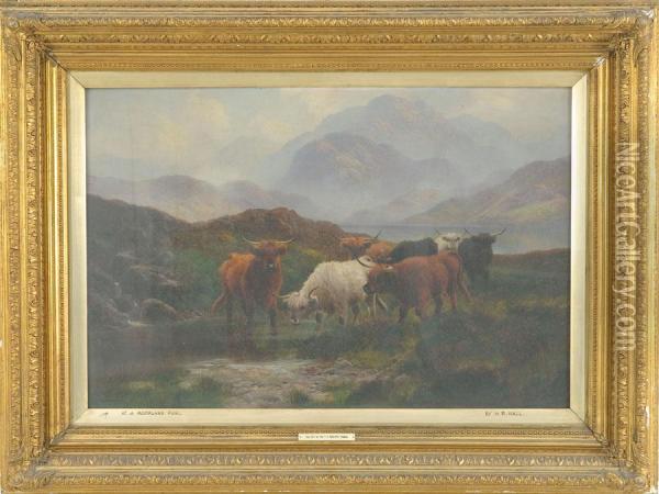 Mucche Al Pascolo Oil Painting - Henry R. Hall
