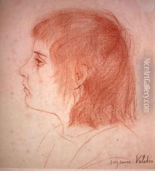 Portrait of Maurice Utrillo as a Child, c.1888-90 Oil Painting - Suzanne Valadon