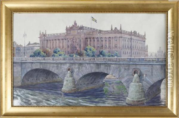Riksdagshuset Oil Painting - Gunnar M. Widforss