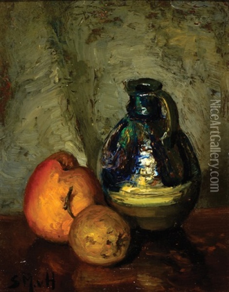 Still Life With Fruit And A Pitcher Oil Painting - Sientje Mesdag Van Houten