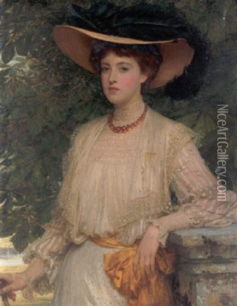 Portrait Of Margaret, Daughter Of J.c. Im Thurn Esq. Oil Painting - Frank Dicksee