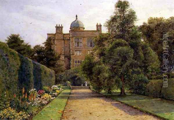 The Long Border, Doddington Hall, Nether Stowey, Somerset Oil Painting - Ernest Arthur Rowe