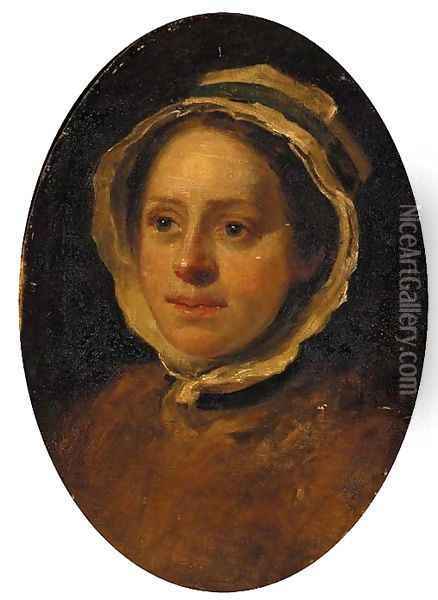 Portrait of a woman, head-and-shoulders, a study Oil Painting - William Hogarth