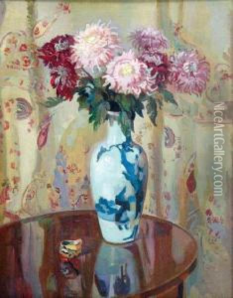 Kwiaty W Wazonie Oil Painting - Ignacy Pienkowski