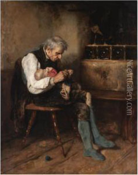 Grandfather And Grandson Oil Painting - Nicholaos Gysis