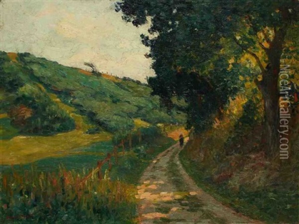Sentier Au Soleil Couchant Oil Painting - Narcisse Guilbert