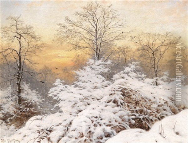 Abenddammerung Uber Einer Winterlandschaft Oil Painting - Heinrich Gogarten