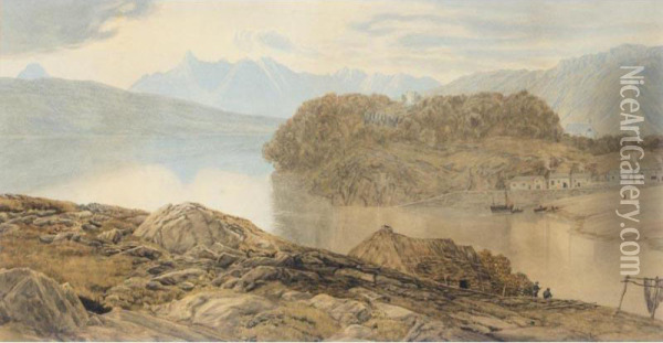 View Of Loch Portree, Isle Of Skye Oil Painting - John Charles Robinson