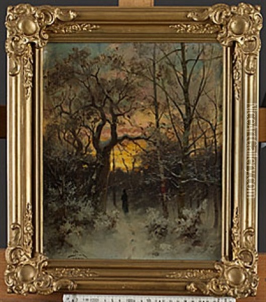 Vinterpromenad Oil Painting - Jacob Silven