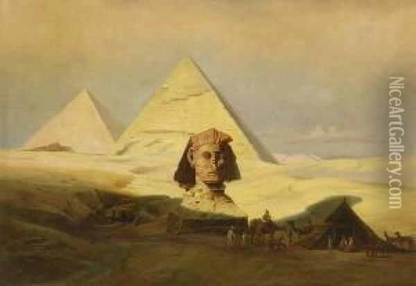 Die Pyramiden Von Gizeh. Oil Painting - Carl Friedrich H. Werner