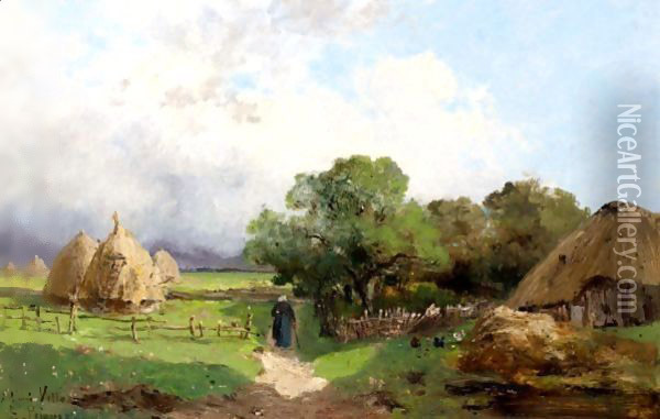 Haystacks Oil Painting - Leon Germain Pelouse