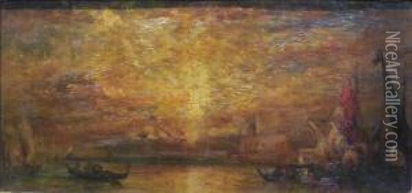 Venetian Sunset Oil Painting - Felix Ziem