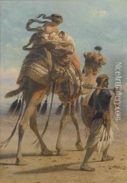 A Bedouin Family Crossing The Desert Oil Painting - Carl Haag