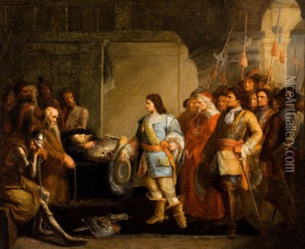 Death Of The King (jean D'allemand, Lord De Malandrin) Oil Painting - Julius Josephus Gaspard Starck