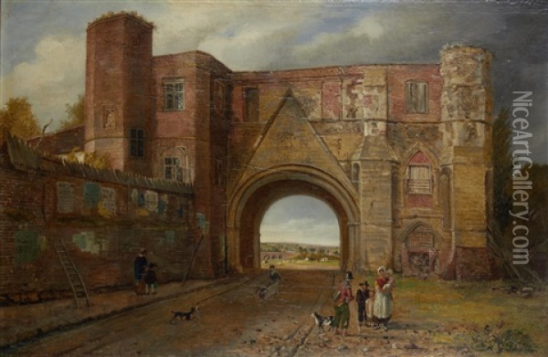 The Gate Of Reading Abbey Oil Painting - Reverend Thomas James Judkin