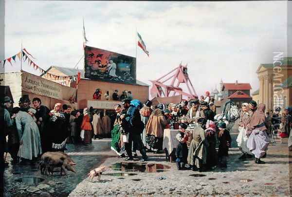 Stalls for Easter Week in Tula, 1868 Oil Painting - Andrei Andreevich Popov