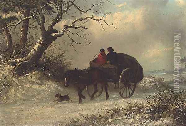 Going to Market in Winter Oil Painting - Thomas Smythe