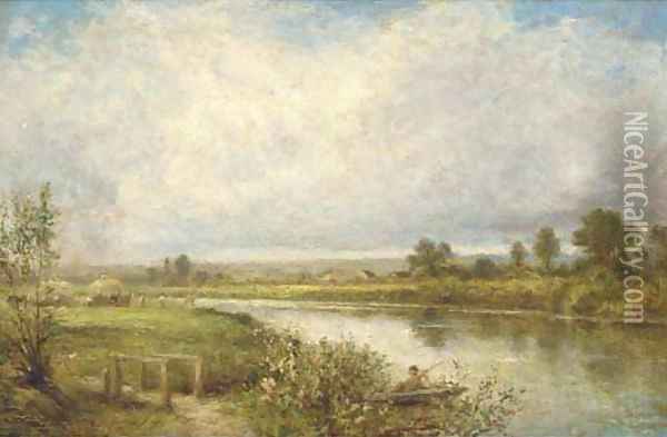 The river crossing Oil Painting - Henry Maidment
