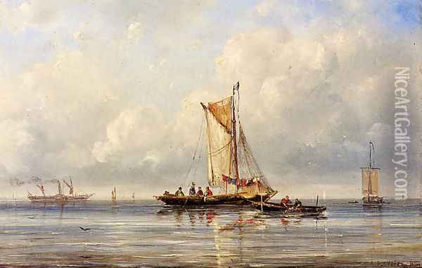 Fishing In A Calm Oil Painting - Ary Pleysier