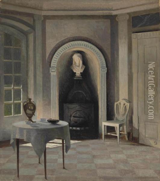 A Sunlit Interior Oil Painting - Peder Vilhelm Ilsted