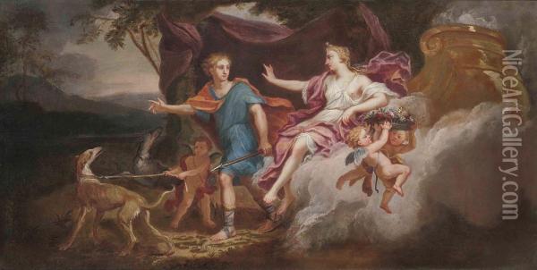 Venus And Adonis Oil Painting - Louis De Boullogne II