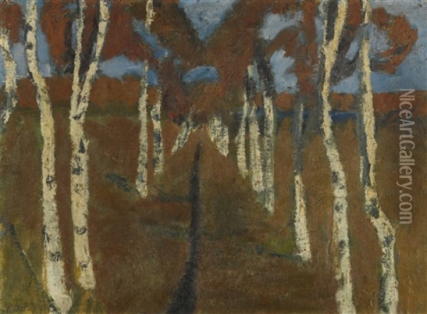 Birkenweg (path With Birch Trees) Oil Painting - Paula Modersohn-Becker