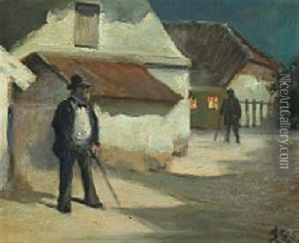 Returning Home From The Club Oil Painting - Erik Ludwig Henningsen