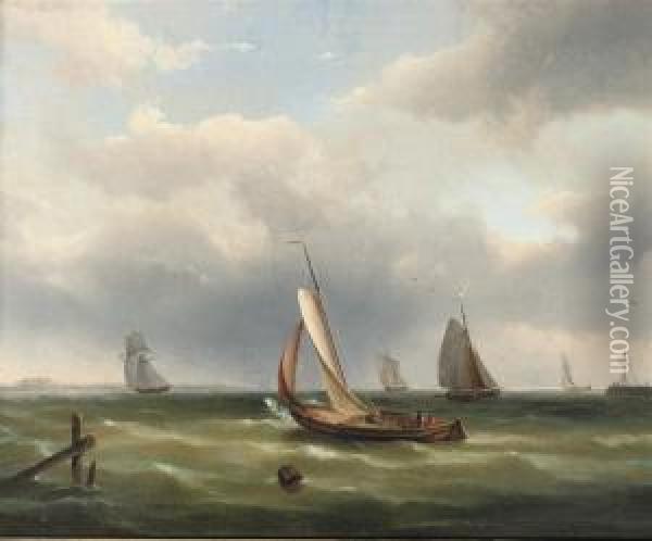 Sailing In A Calm Oil Painting - Pieter Hendrik Thomas