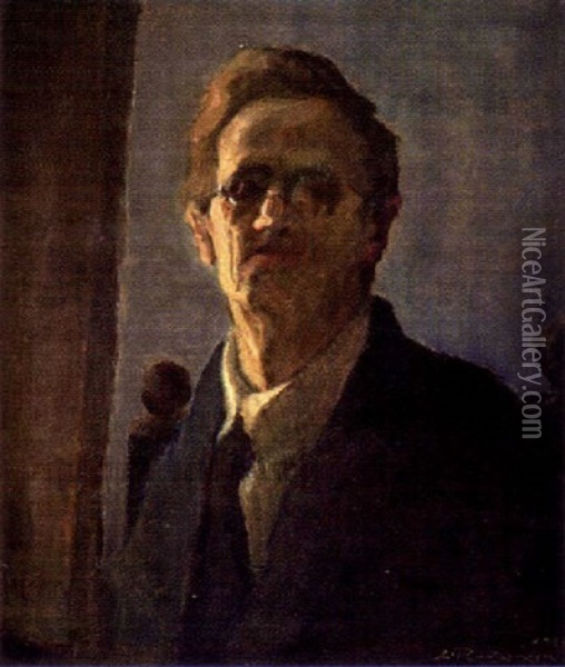 Sjalvportratt Oil Painting - Jalmari Ruokokoski