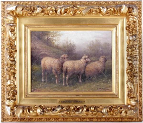 Sheep At Rest Oil Painting - George A.E., Geo Riecke