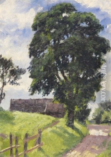 Sommerlandschaft Mit Bauernhaus Oil Painting - Franz Hecker