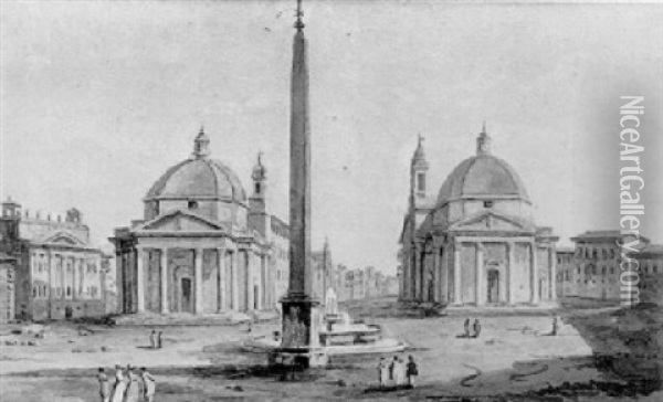 Tempio Di Vesta Oil Painting - Giovanni Battista Busiri