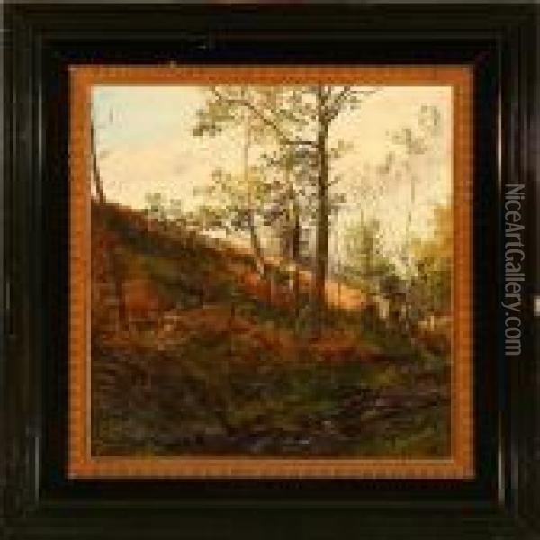 Autumn Forest Scene Oil Painting - Janus Andreas La Cour