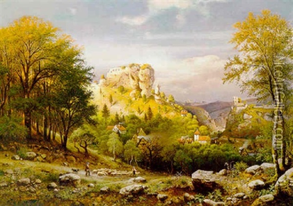 Blick Auf Streitberg In Franken Oil Painting - Johann Jacob Reinhardt