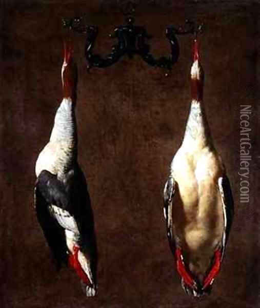 Two Wild Ducks Hanging Oil Painting - Cesare Dandini