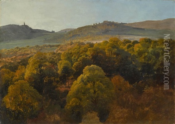 Kastanienwald In Italienischer Landschaft Oil Painting - Johann Wilhelm Schirmer