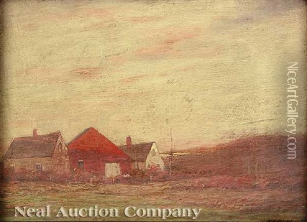 Farmhouse Oil Painting - George Matthew Bruestle