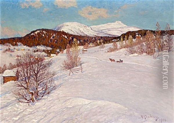 Sladfard Vid Areskutan Oil Painting - Anton Genberg