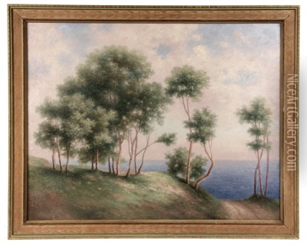 Trees By The Sea Oil Painting - George Mcconnell