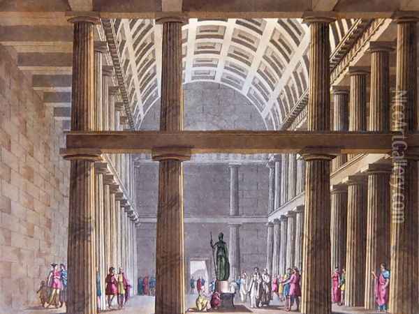 The Interior of the Parthenon, illustration from Le Costume Ancien ou Moderne by Jules Ferrario, engraved by G. Castellini, Milan 1821 Oil Painting - Alessandro Sanquirico