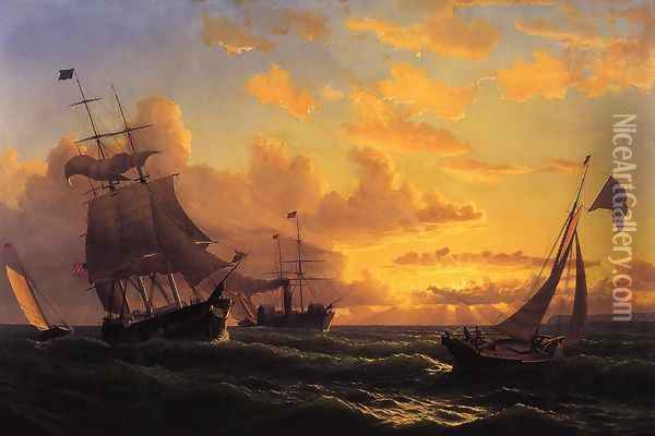 Fresh Breeze Of Sandy Hook Oil Painting - William Bradford